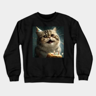Happy Birthday cat Crewneck Sweatshirt